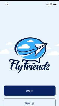 FlyFriends sign-in screen with the paper-plane logo.